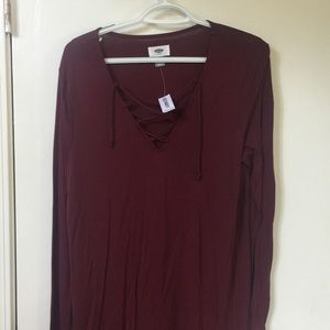 NWT Lace Up Top